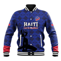 Custom Haiti Football Baseball Jacket Come on Les Grenadiers Blue Style