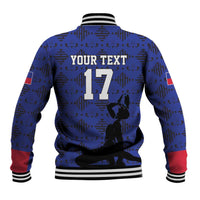 Custom Haiti Football Baseball Jacket Come on Les Grenadiers Blue Style