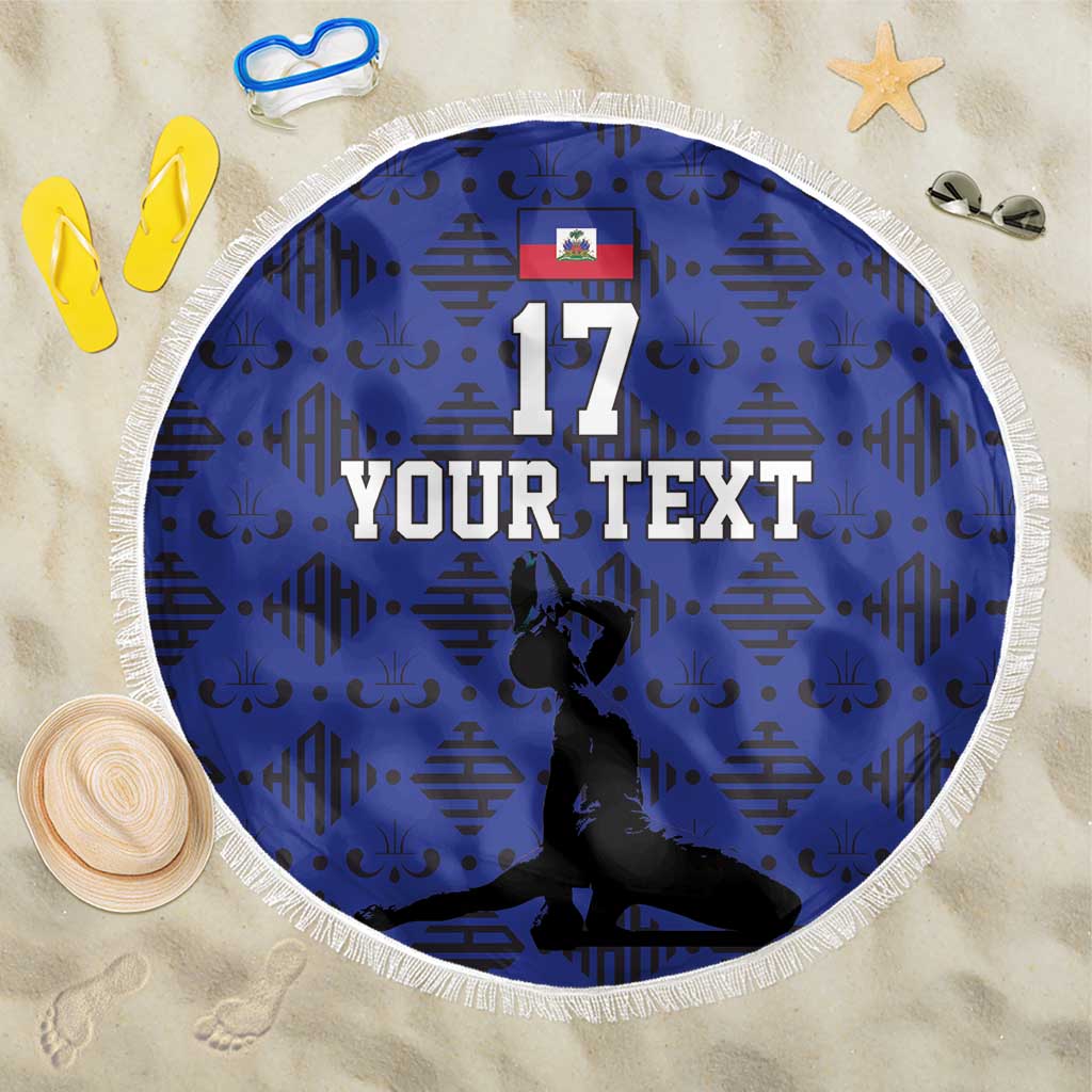 Custom Haiti Football Beach Blanket Come on Les Grenadiers Blue Style