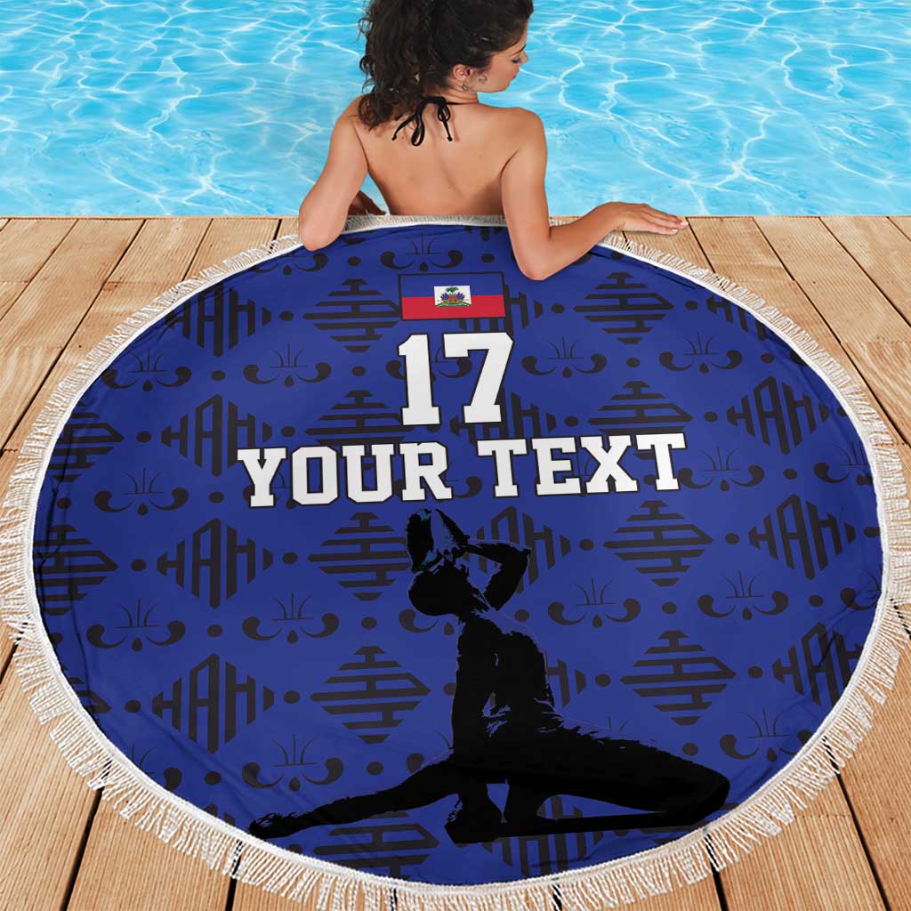 Custom Haiti Football Beach Blanket Come on Les Grenadiers Blue Style