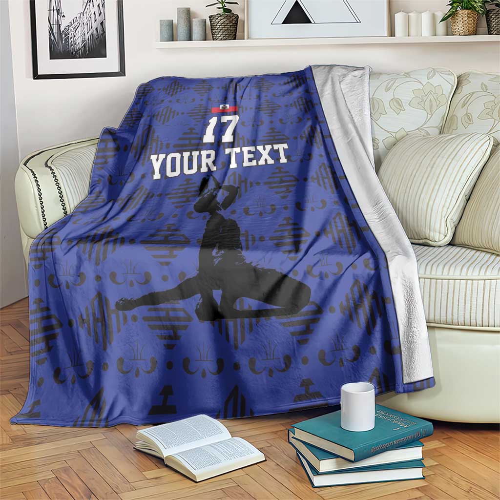 Custom Haiti Football Blanket Come on Les Grenadiers Blue Style