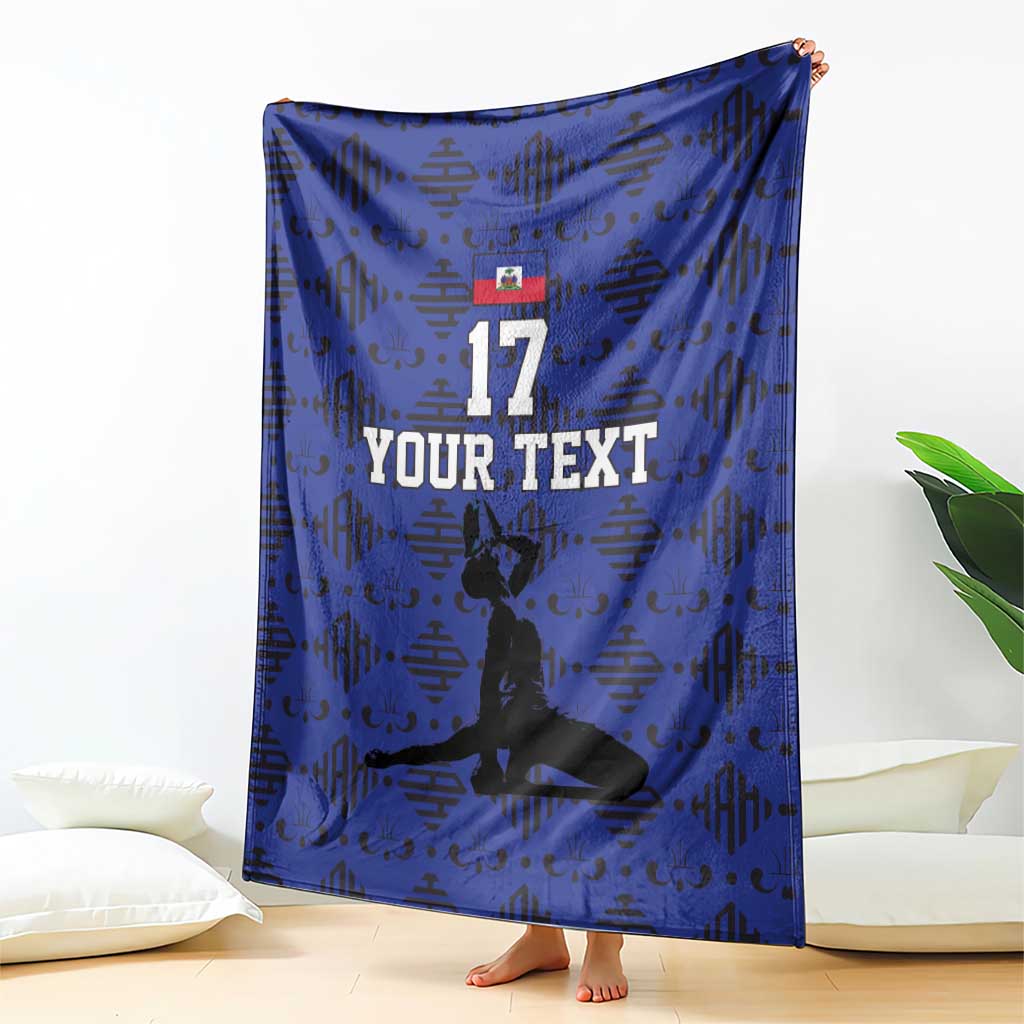 Custom Haiti Football Blanket Come on Les Grenadiers Blue Style