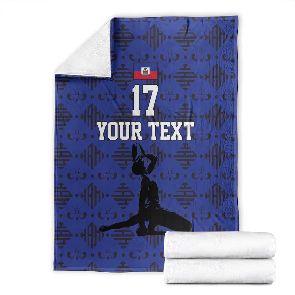 Custom Haiti Football Blanket Come on Les Grenadiers Blue Style