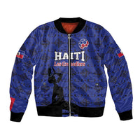 Custom Haiti Football Bomber Jacket Come on Les Grenadiers Blue Style