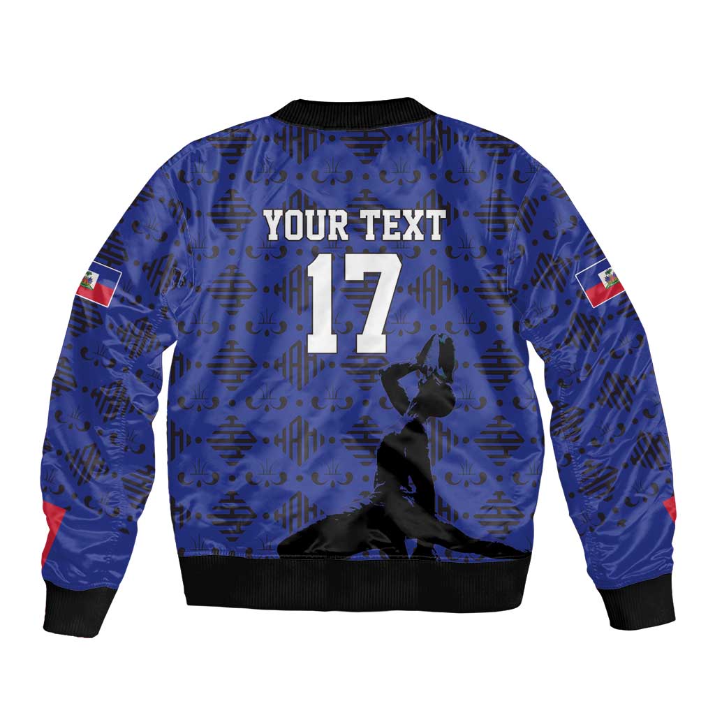 Custom Haiti Football Bomber Jacket Come on Les Grenadiers Blue Style