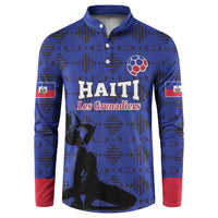 Custom Haiti Football Button Sweatshirt Come on Les Grenadiers Blue Style