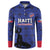 Custom Haiti Football Button Sweatshirt Come on Les Grenadiers Blue Style