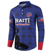Custom Haiti Football Button Sweatshirt Come on Les Grenadiers Blue Style