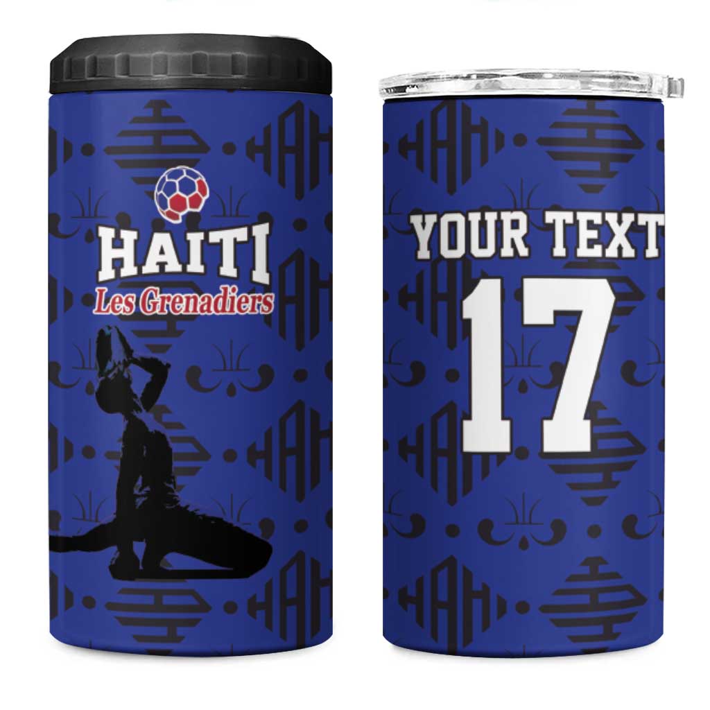Custom Haiti Football 4 in 1 Can Cooler Tumbler Come on Les Grenadiers Blue Style