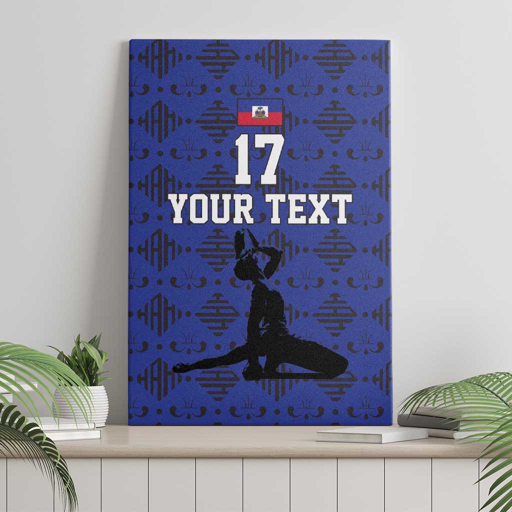 Custom Haiti Football Canvas Wall Art Come on Les Grenadiers Blue Style