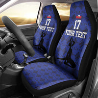 Custom Haiti Football Car Seat Cover Come on Les Grenadiers Blue Style