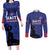 Custom Haiti Football Couples Matching Long Sleeve Bodycon Dress and Long Sleeve Button Shirt Come on Les Grenadiers Blue Style