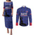 Custom Haiti Football Couples Matching Puletasi and Long Sleeve Button Shirt Come on Les Grenadiers Blue Style