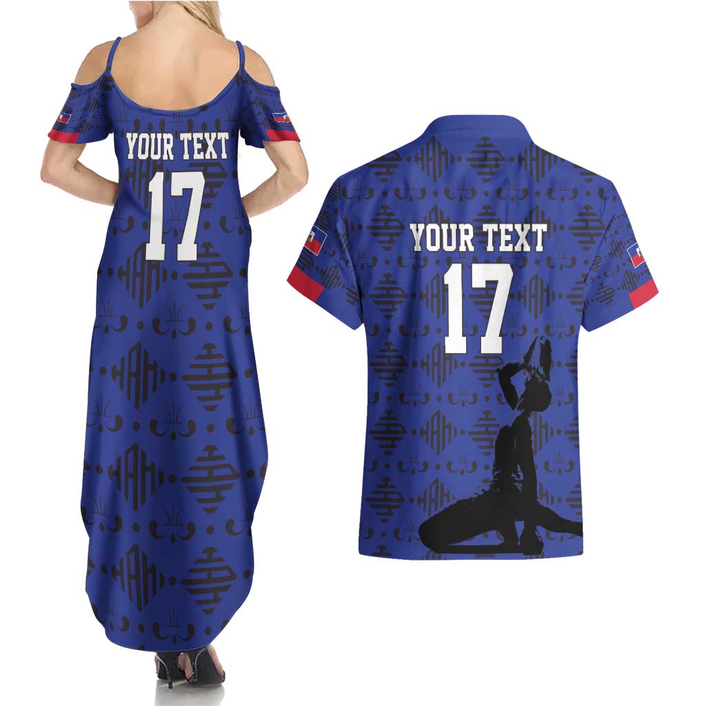 Custom Haiti Football Couples Matching Summer Maxi Dress and Hawaiian Shirt Come on Les Grenadiers Blue Style