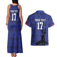 Custom Haiti Football Couples Matching Tank Maxi Dress and Hawaiian Shirt Come on Les Grenadiers Blue Style