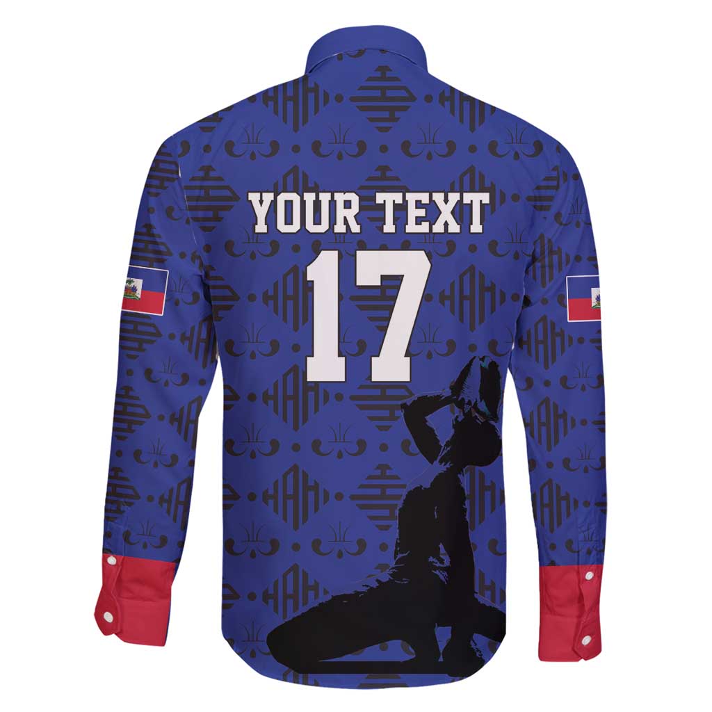 Custom Haiti Football Family Matching Long Sleeve Bodycon Dress and Hawaiian Shirt Come on Les Grenadiers Blue Style