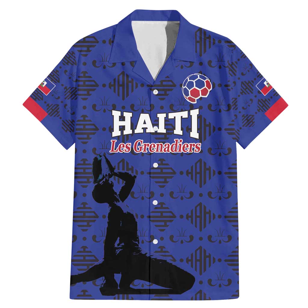 Custom Haiti Football Family Matching Mermaid Dress and Hawaiian Shirt Come on Les Grenadiers Blue Style