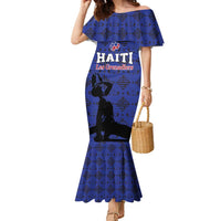 Custom Haiti Football Family Matching Mermaid Dress and Hawaiian Shirt Come on Les Grenadiers Blue Style
