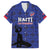 Custom Haiti Football Family Matching Off The Shoulder Long Sleeve Dress and Hawaiian Shirt Come on Les Grenadiers Blue Style