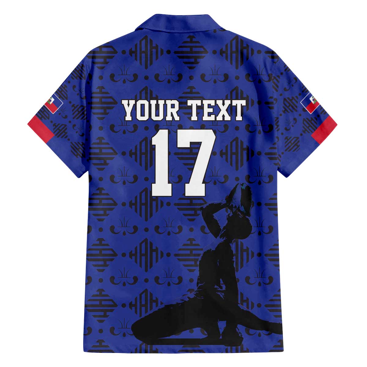 Custom Haiti Football Family Matching Off The Shoulder Long Sleeve Dress and Hawaiian Shirt Come on Les Grenadiers Blue Style