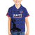 Custom Haiti Football Family Matching Off The Shoulder Long Sleeve Dress and Hawaiian Shirt Come on Les Grenadiers Blue Style
