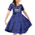 Custom Haiti Football Family Matching Off Shoulder Short Dress and Hawaiian Shirt Come on Les Grenadiers Blue Style