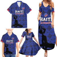 Custom Haiti Football Family Matching Summer Maxi Dress and Hawaiian Shirt Come on Les Grenadiers Blue Style