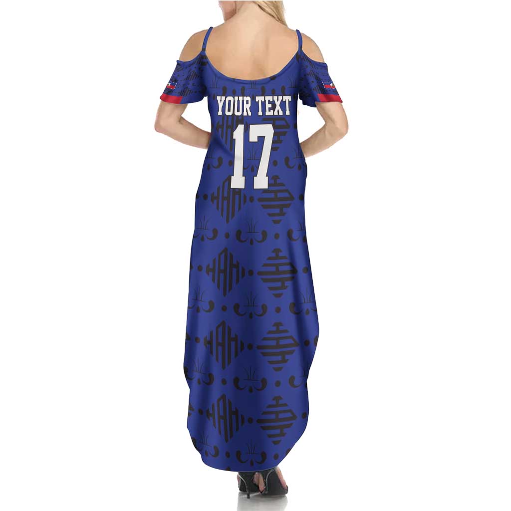 Custom Haiti Football Family Matching Summer Maxi Dress and Hawaiian Shirt Come on Les Grenadiers Blue Style