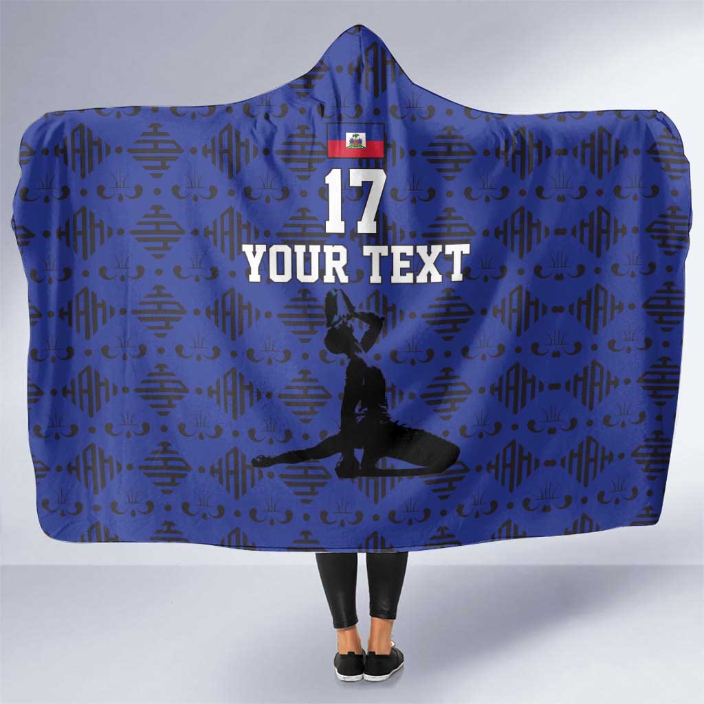 Custom Haiti Football Hooded Blanket Come on Les Grenadiers Blue Style