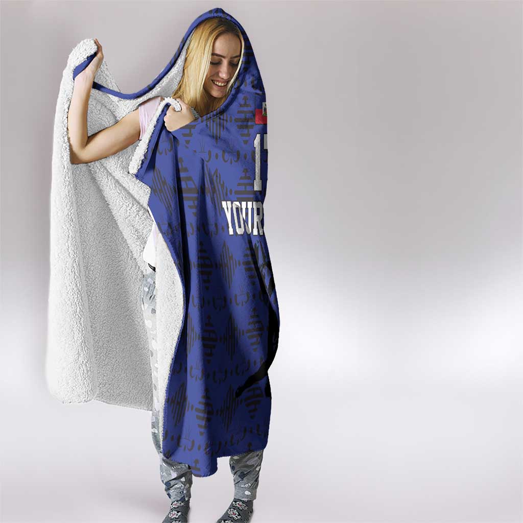 Custom Haiti Football Hooded Blanket Come on Les Grenadiers Blue Style