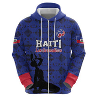 Custom Haiti Football Hoodie Come on Les Grenadiers Blue Style