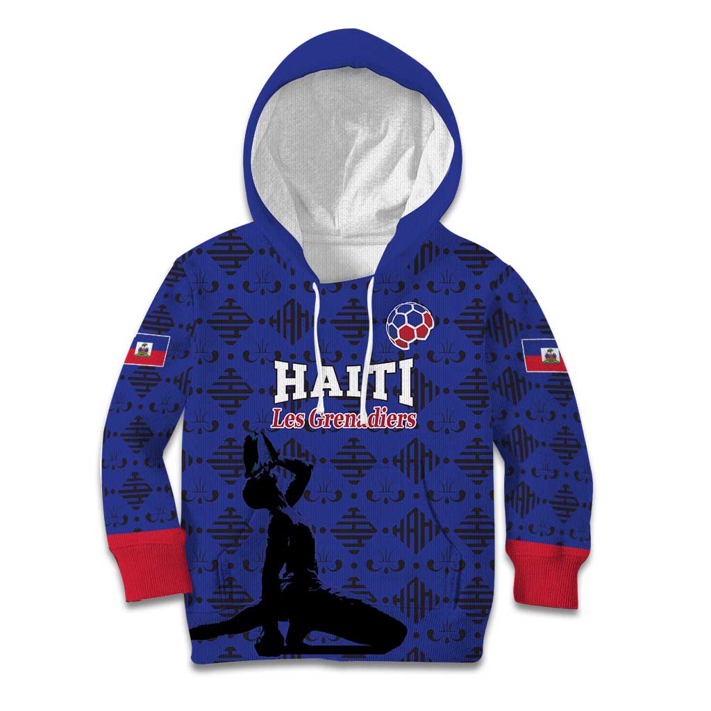 Custom Haiti Football Kid Hoodie Come on Les Grenadiers Blue Style
