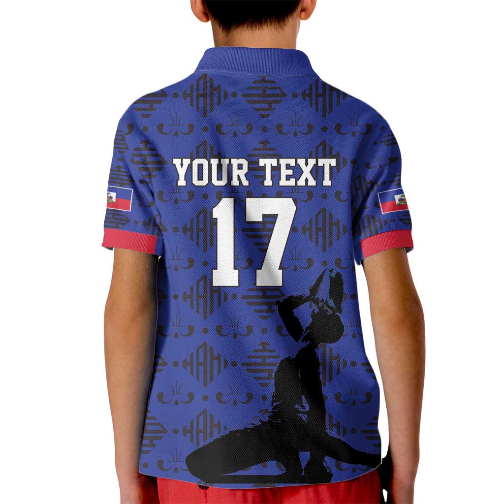 Custom Haiti Football Kid Polo Shirt Come on Les Grenadiers Blue Style