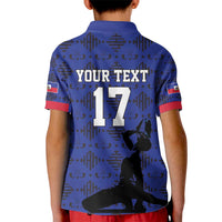 Custom Haiti Football Kid Polo Shirt Come on Les Grenadiers Blue Style