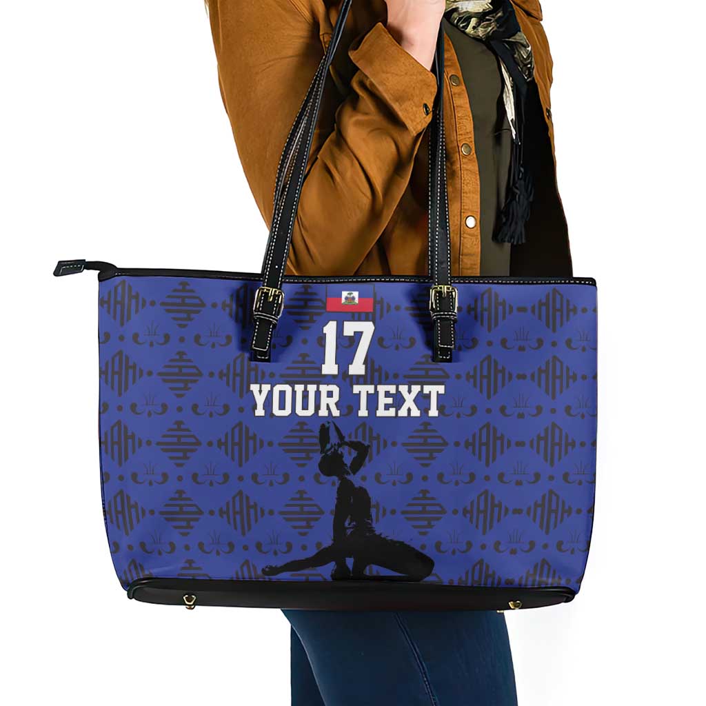 Custom Haiti Football Leather Tote Bag Come on Les Grenadiers Blue Style