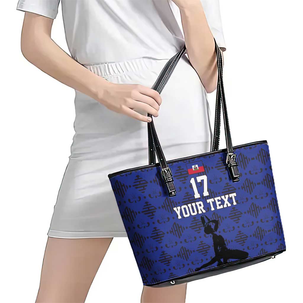 Custom Haiti Football Leather Tote Bag Come on Les Grenadiers Blue Style