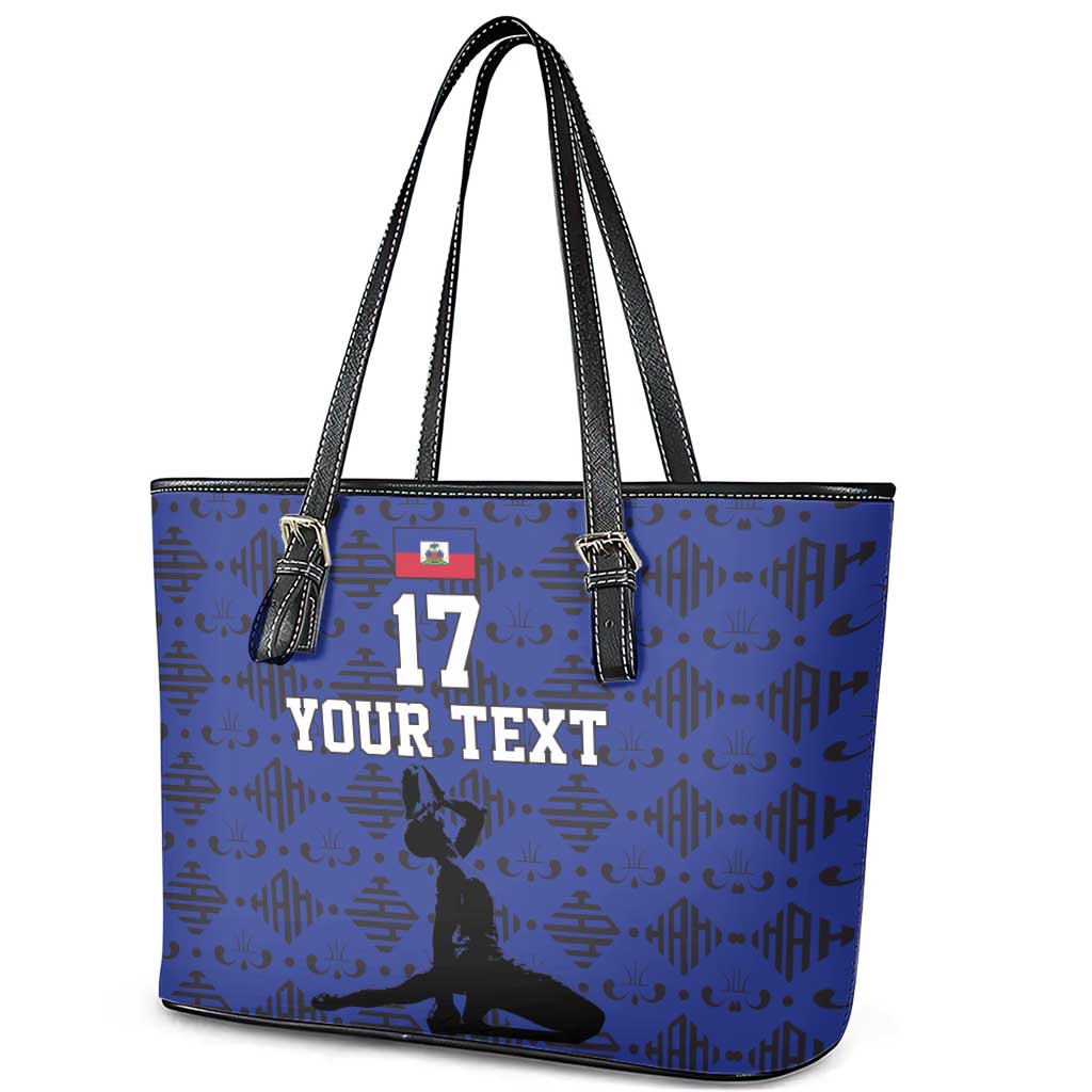 Custom Haiti Football Leather Tote Bag Come on Les Grenadiers Blue Style