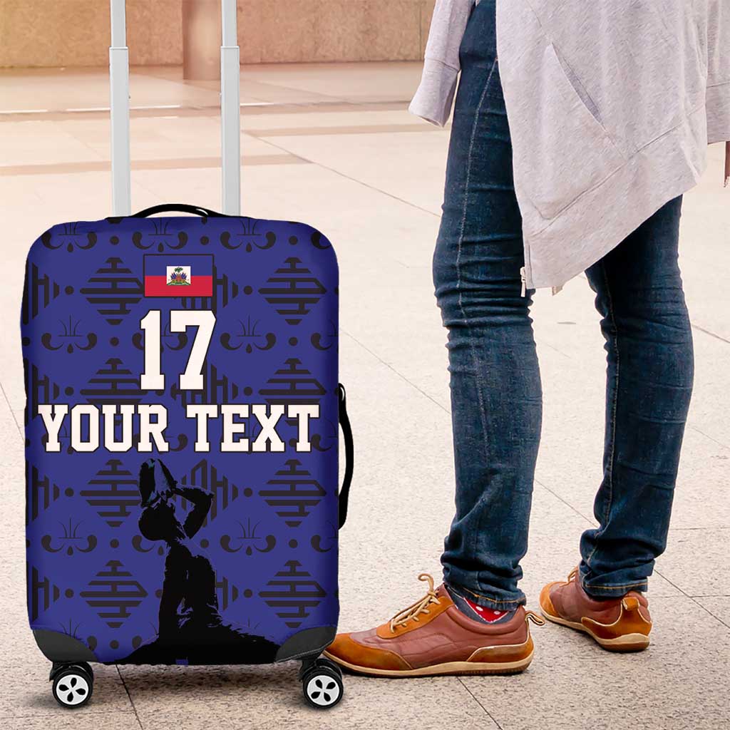 Custom Haiti Football Luggage Cover Come on Les Grenadiers Blue Style