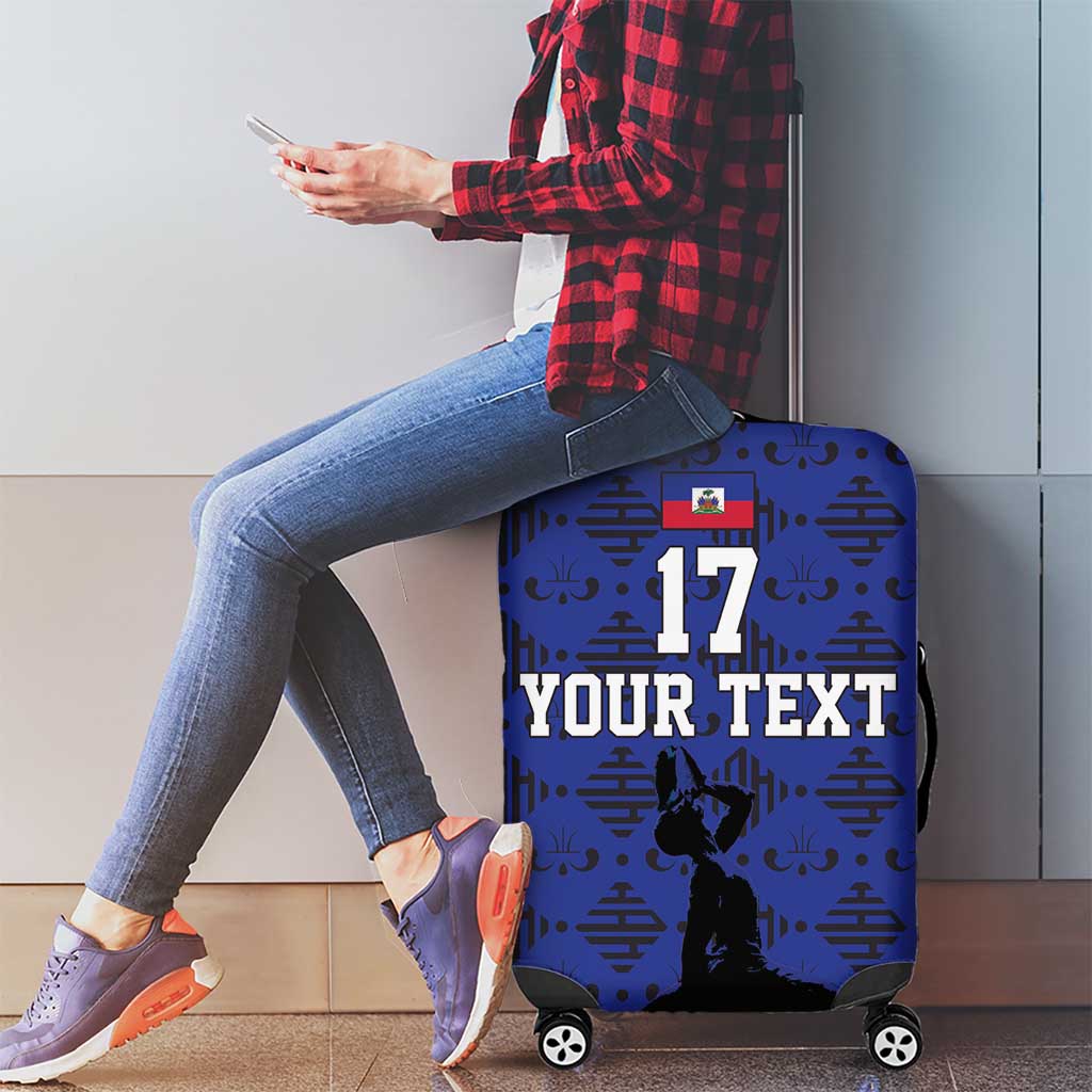 Custom Haiti Football Luggage Cover Come on Les Grenadiers Blue Style