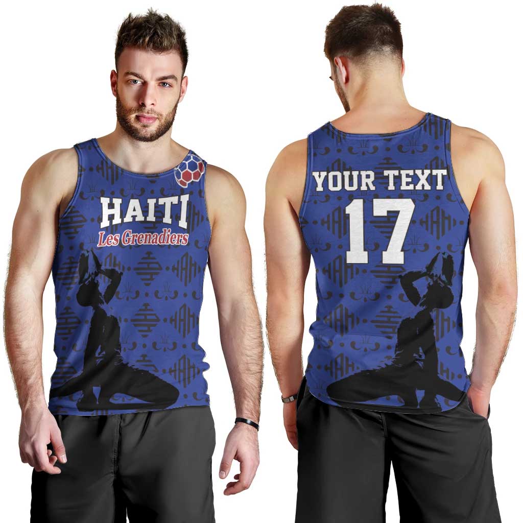 Custom Haiti Football Men Tank Top Come on Les Grenadiers Blue Style