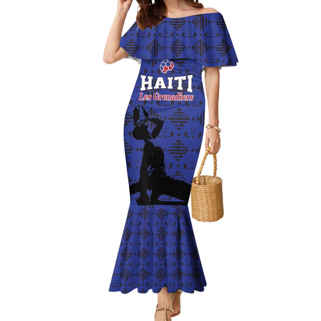 Custom Haiti Football Mermaid Dress Come on Les Grenadiers Blue Style