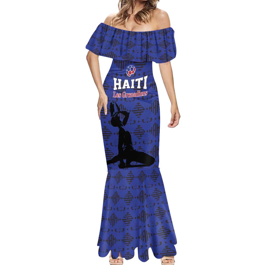 Custom Haiti Football Mermaid Dress Come on Les Grenadiers Blue Style
