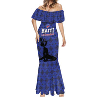 Custom Haiti Football Mermaid Dress Come on Les Grenadiers Blue Style