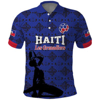 Custom Haiti Football Polo Shirt Come on Les Grenadiers Blue Style