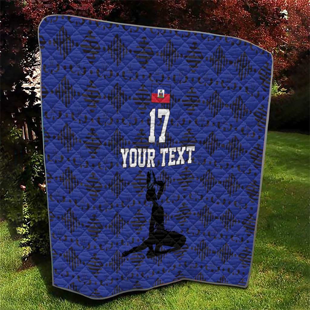 Custom Haiti Football Quilt Come on Les Grenadiers Blue Style