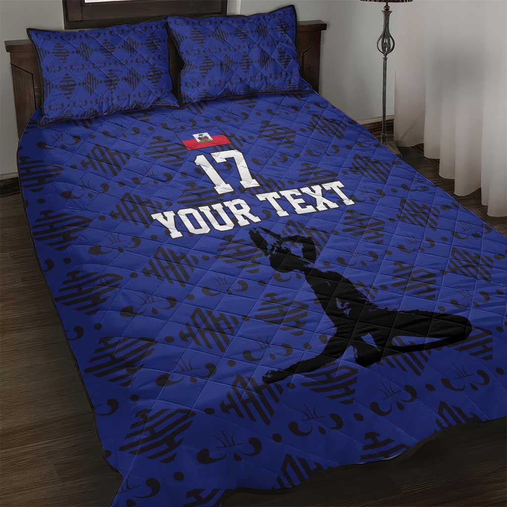 Custom Haiti Football Quilt Bed Set Come on Les Grenadiers Blue Style