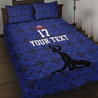Custom Haiti Football Quilt Bed Set Come on Les Grenadiers Blue Style