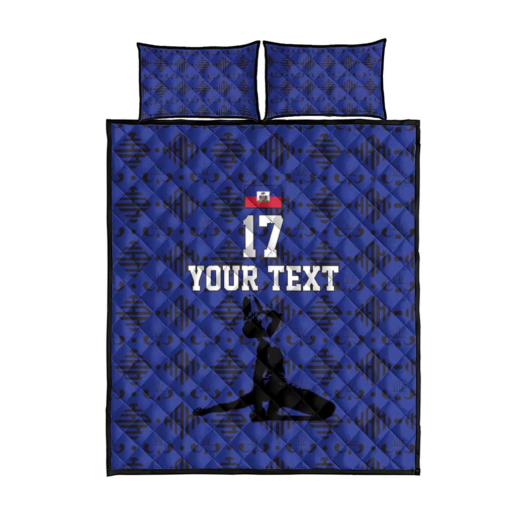 Custom Haiti Football Quilt Bed Set Come on Les Grenadiers Blue Style