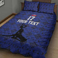 Custom Haiti Football Quilt Bed Set Come on Les Grenadiers Blue Style