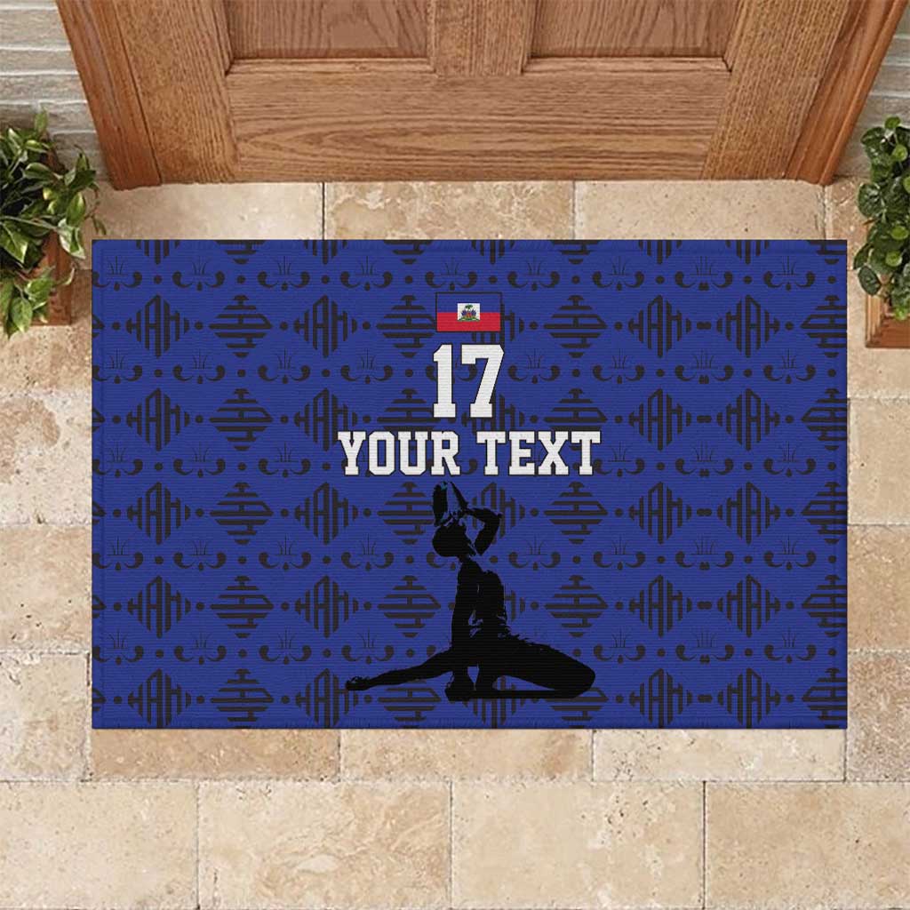 Custom Haiti Football Rubber Doormat Come on Les Grenadiers Blue Style